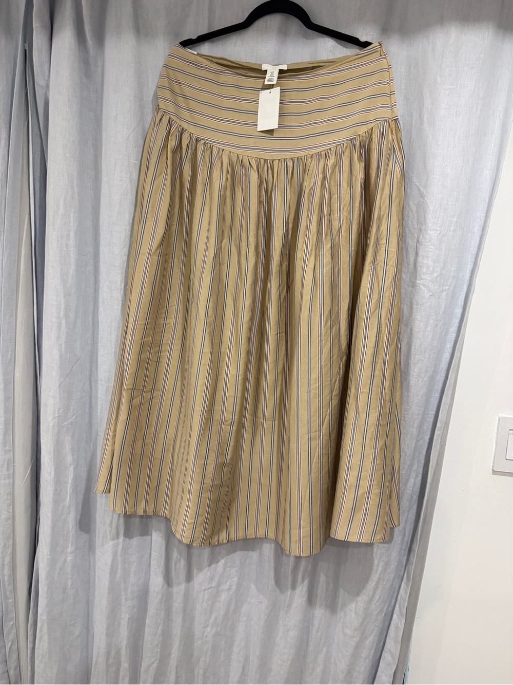 H&M Striped Beige skirt with Blue & Rust Stripes
